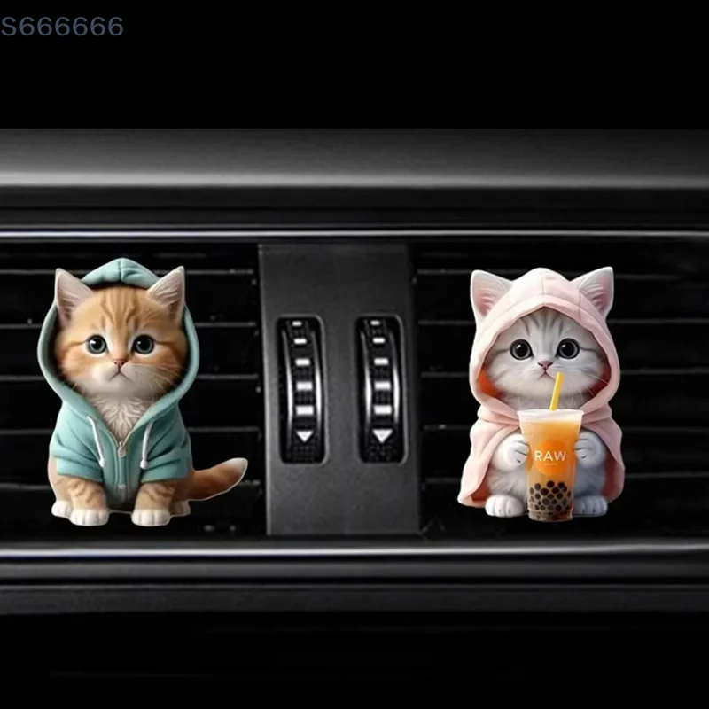

Car Outlet Vent Perfume Clips 2D Cat Air Freshener Diffuser Conditioning Aromatherapy Perfume Clip Car Interior Decoration