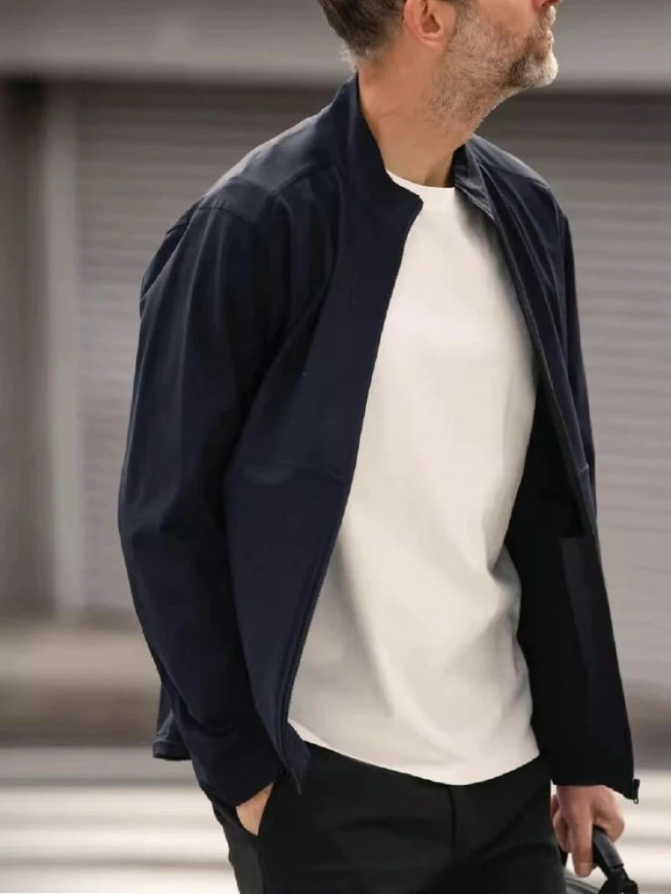 

Men's UPF 50+ Lightweight Jacket - Stretch Stand Collar Zip-Up Spring Summer Commute & Outdoor Long Sleeve Casual Coat