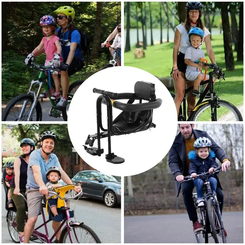 Asiento delantero de bicicleta para niños, accesorios de seguridad para niños, piezas de asiento de bicicleta, silla delantera de bicicleta para