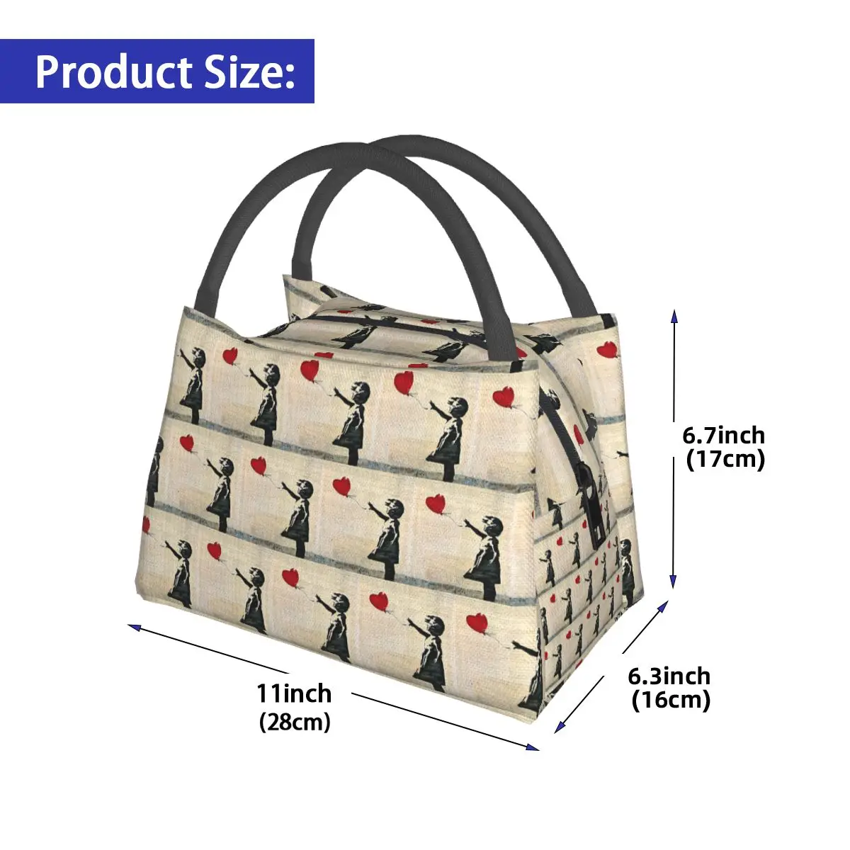 Banksy's Girl With A Red Balloon Insulated Lunch Bag for Women Children Leakproof Food Boxes Thermal Lunch Box Tote