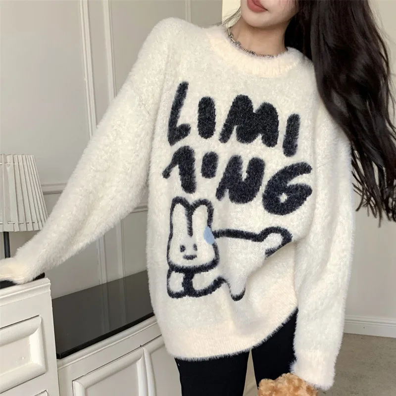 Youth Fashion Printing Letter Knitting Sweaters Women New High-quality Long Sleeve Korean Autumn Winter All-match Top 2022