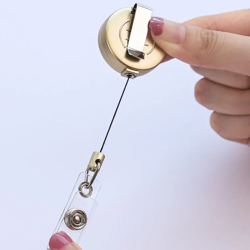 1pc Plastic Badge Reel Keychain Name ID Tag Clip Badge Holder Keyring Reels Retractable Key Chain Badge