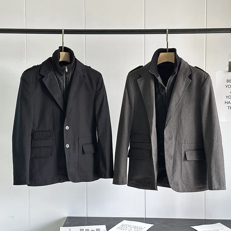 

Теплый мужской костюм-двойка в стиле ретро, повседневный, молодежный, модный, однотонный, для делового стиля...