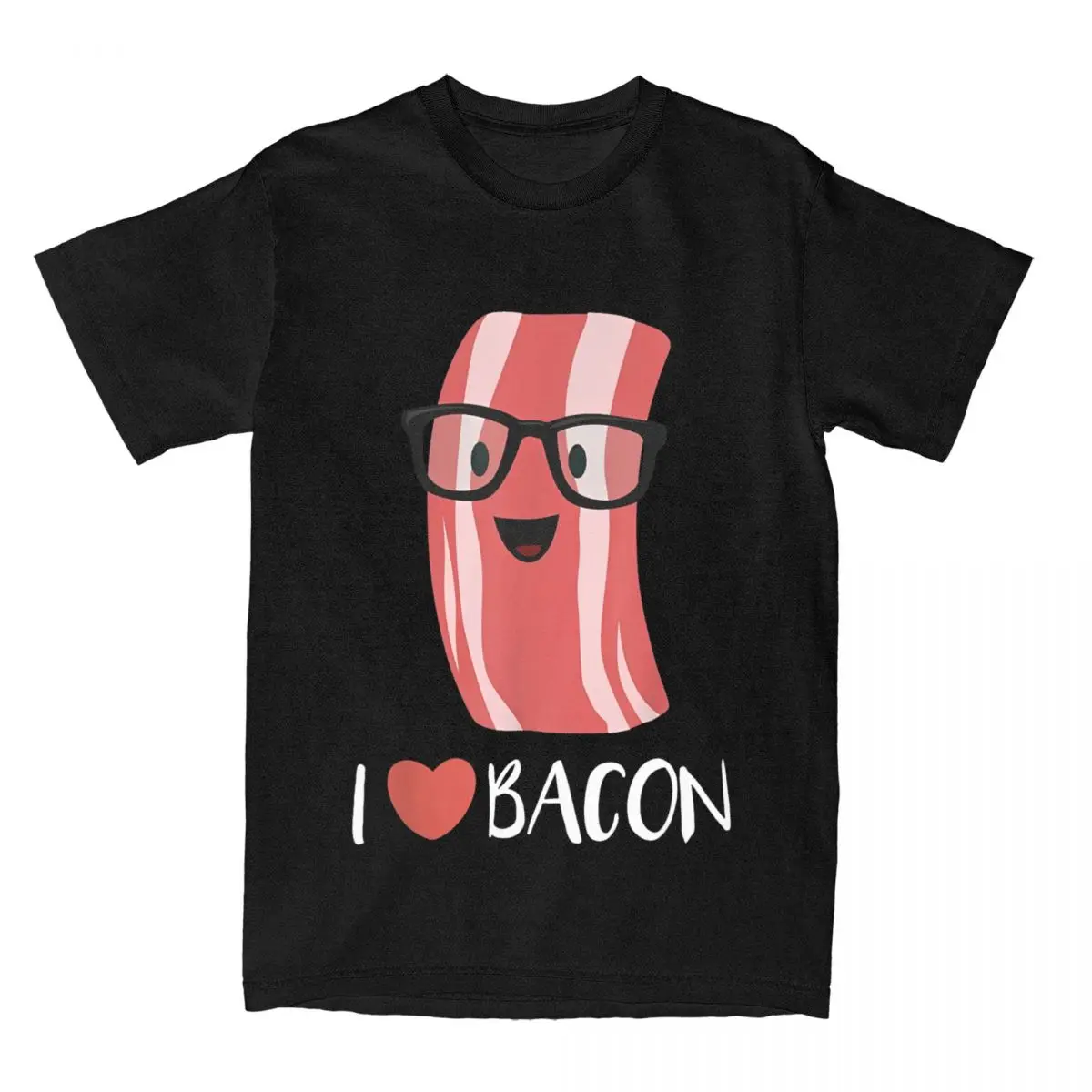 Men's I Love Bacon Geeky Glasses T Shirt 100% Cotton Clothing Fashion Pig Roast Bacon Lover BLT Tee Shirt Plus Size T-Shirts image 2