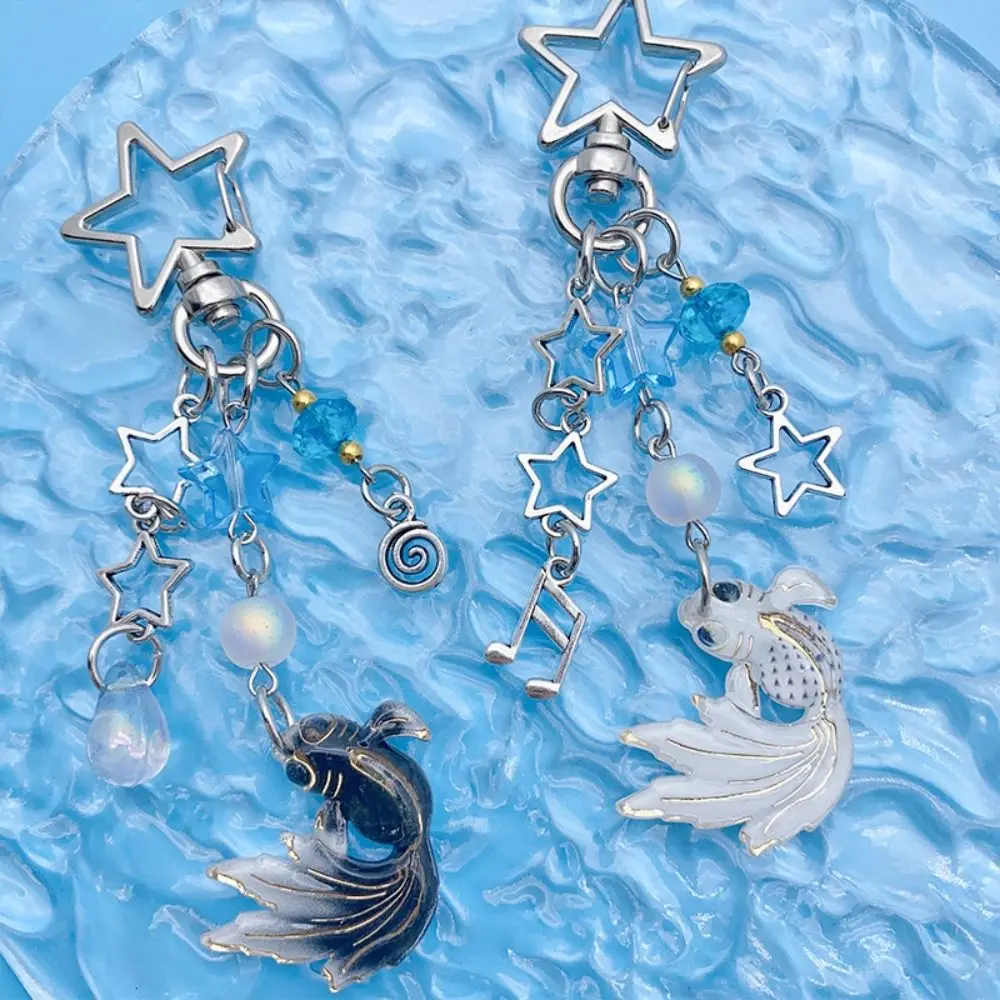 

Spice Girl Style Koi Star Bead Chain Handmade Sea Theme Lucky Charm Phone Pendant Anime Y2k Satosugu Matching Phone Strap