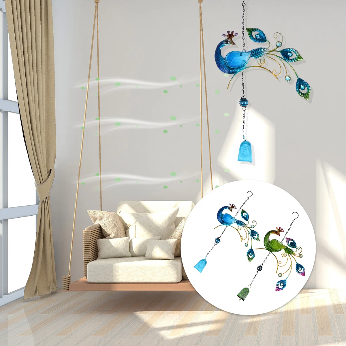 

2Pcs Exquisite Painted Iron Wind Chimes Creative Design Outdoor Home Decoration