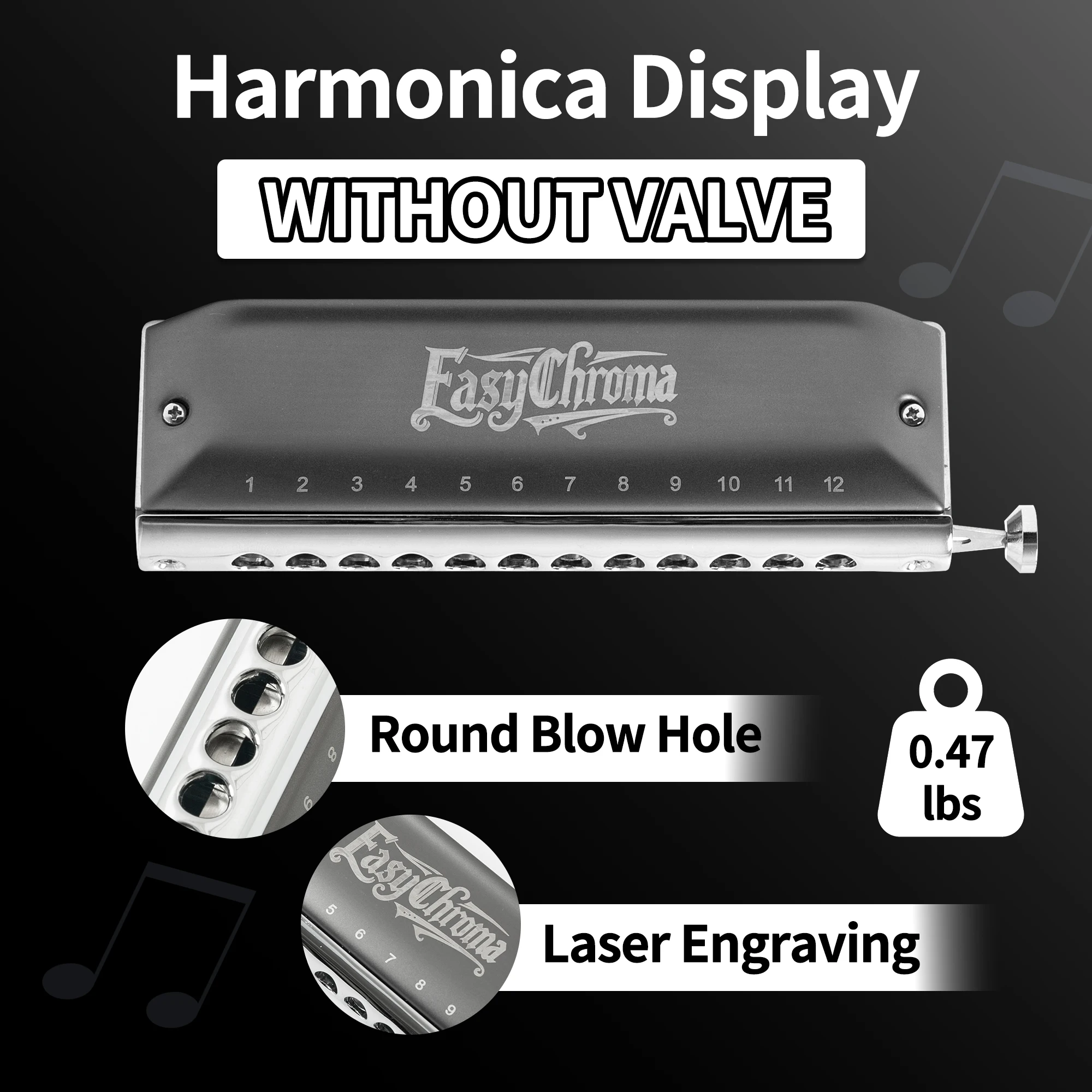 CONJURER Chromatic Harmonica EasyChroma 12 Hole Without Valve High Quality Different Keys for Professionals Beginners and Gifts