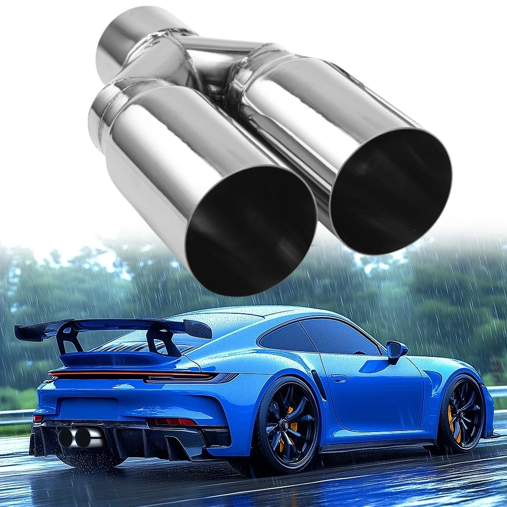 

2.5" Inlet 3" Outlet Stainless Steel Exhaust Muffler Tip Pipes Universal