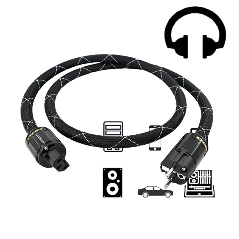 

Шнур питания Audio X DIY SAOF8N 5N OFC с Schuko и универсальными вилками (трехэкранированный, низкоEMI HiFi переменного тока) для усилителей/DVD/CD ​