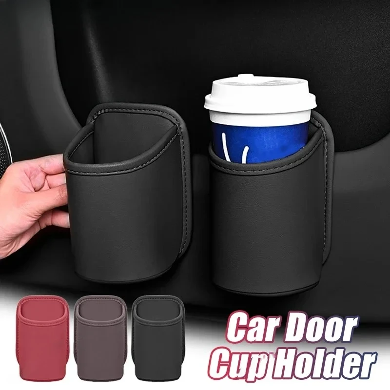 1pc PU Leather Car Door Cup Holder Car Door Hanging Bottle Holder Multifunctional Storage Bag Storage Box Car Accessories
