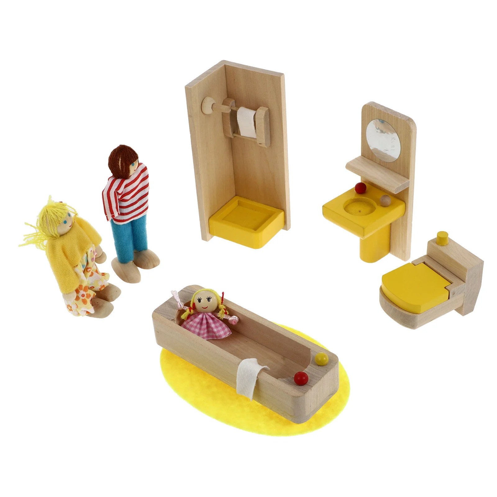 Casa de brincar brinquedo decoração em miniatura modelo de banheiro decorar crianças casa de bonecas playset micro pano de madeira móveis simulados