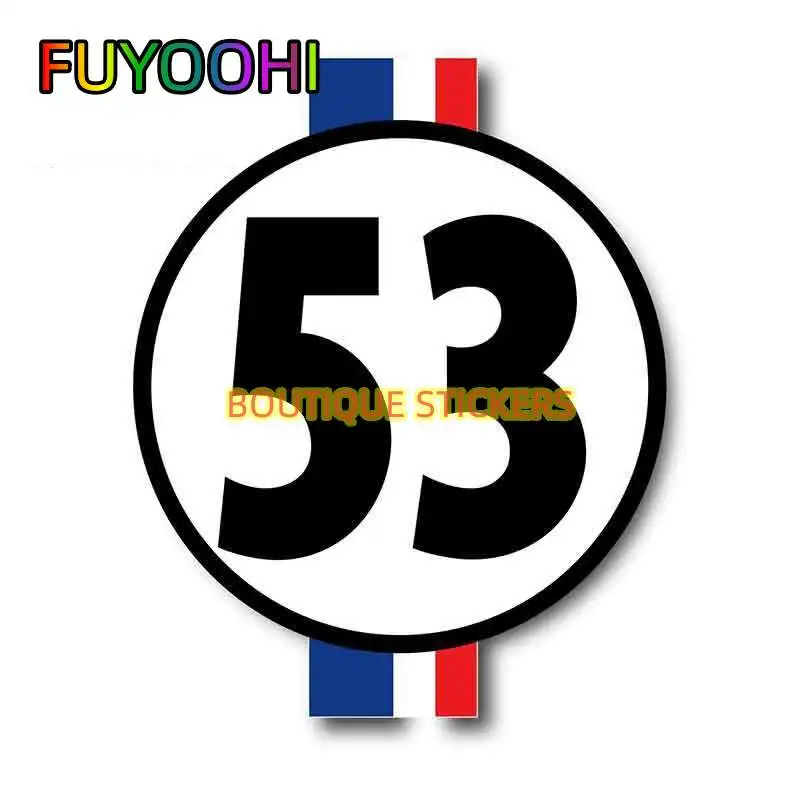 FUYOOHI Coolest Herbie The Love Bug 53 Car Bumper Window Stickers Pull Flower Occlusion Scratch Graffiti Vinyl Decal