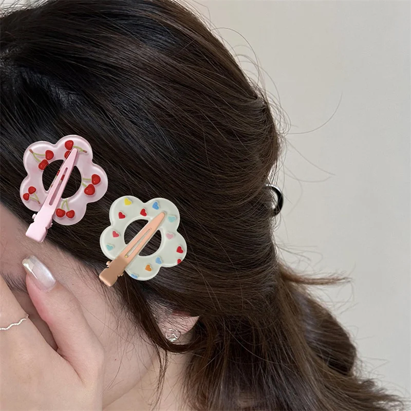 Épingle à cheveux Unique à pois, fleur creuse, pour filles et enfants, pince à cheveux florale douce et mignonne coréenne, accessoires pour cheveux