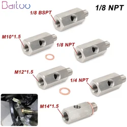 Neue Seite Löcher Öldruck Sensor Stecker 1/8 NPT Buchse Auf 1/4NPT 1/8NPT 1/8BSPT M10 M12 M14 * 1,5 Feed Linie Gauge T Adapter