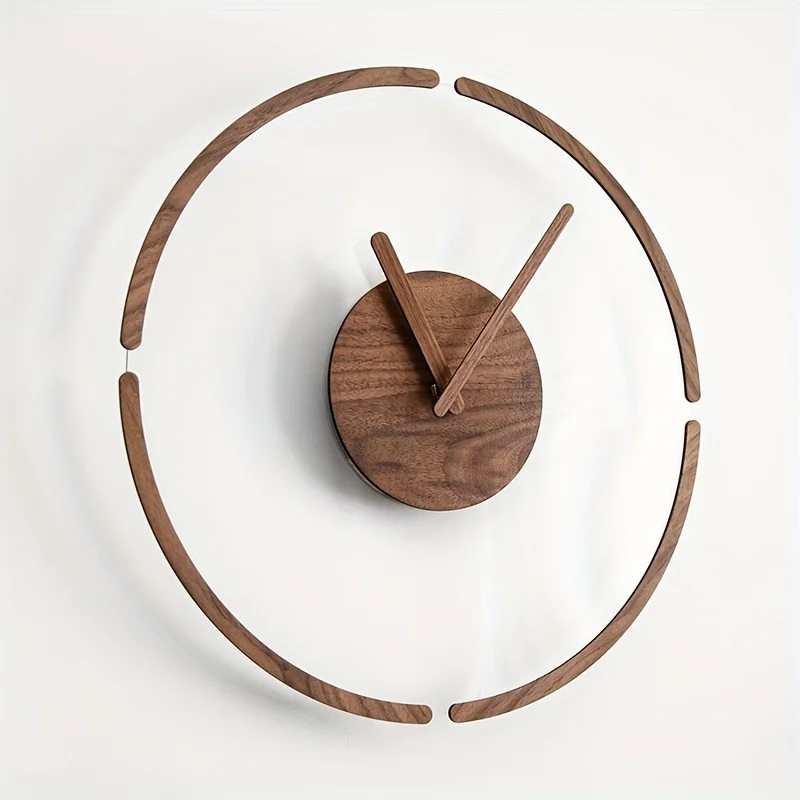 1pc, Silent Wooden Acrylic Wall Clock for Bedroom and Living Room - Creative Hanging Design with Hole-Free Mounting