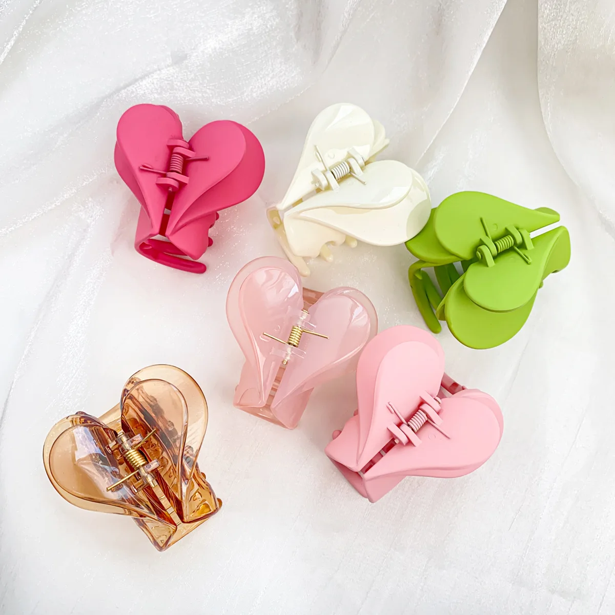 Double Heart Super Fairy French Love Double Layer Acrylic grab clip senior sense design niche sweet shark clip Headwear