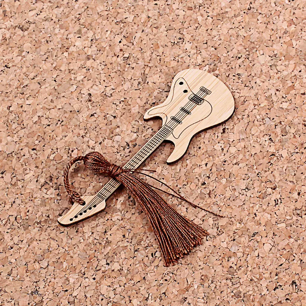 Premium Bamboo Bookmark Guitar Style Wood Book Mark Easy Grip Page Finder for Readers Students Graduates Decoration