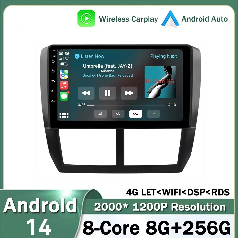 

9" Car Radio Android 14 For Subaru Forester 3 SH 2007-2013 For Impreza GH GE Multimedia Player GPS Carplay Auto Head Unit