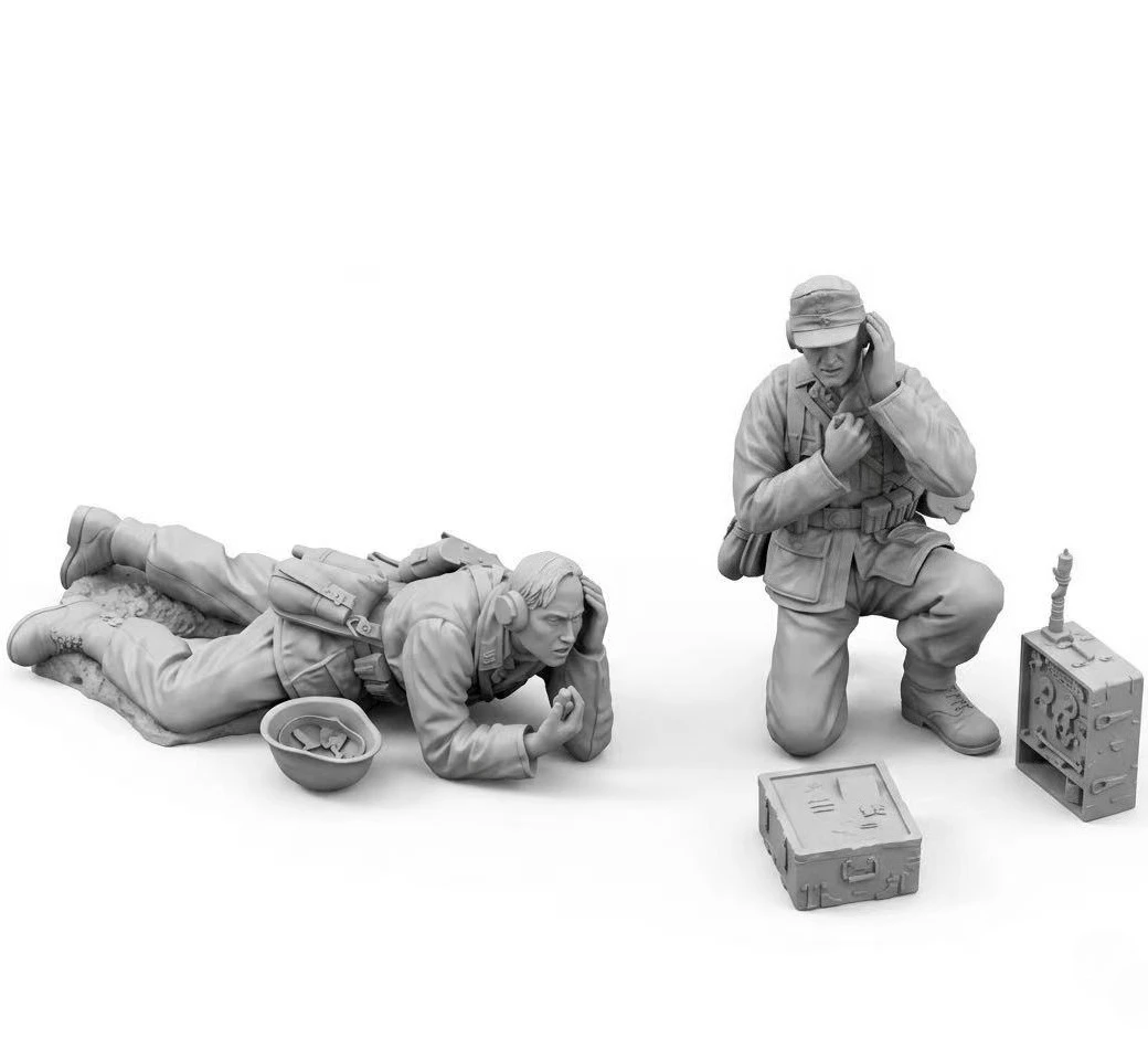 Figurenmodellbausätze aus Druckgussharz im Maßstab 1:35 Zwei Signalmänner Historische antike unmontierte und unbemalte Hobbyminiaturen 998