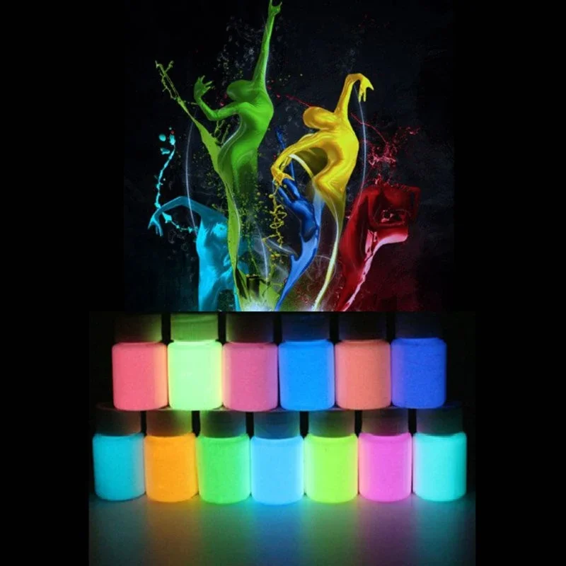 8 Colors Luminous Epoxy Resin Pigment Glow in The Dark Liquid Colorant Body Art UV Body Paint Set Each 15g