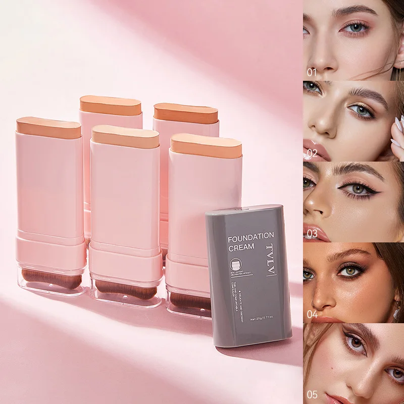 TVLV Concealing Foundation Stick: 5 оттенков со встроенной кистью — кремовая отделка, легкая и водостойкая формула,
