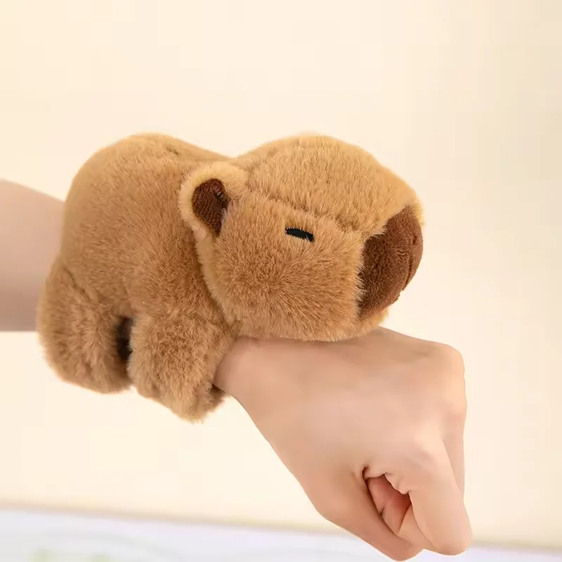 Capybara Hand Ring Wristband Kid Funny Toys Lovely Capybara Animal Slap Snap Wrap Wristband Bracelet Plush Stuffed Animal Kawaii