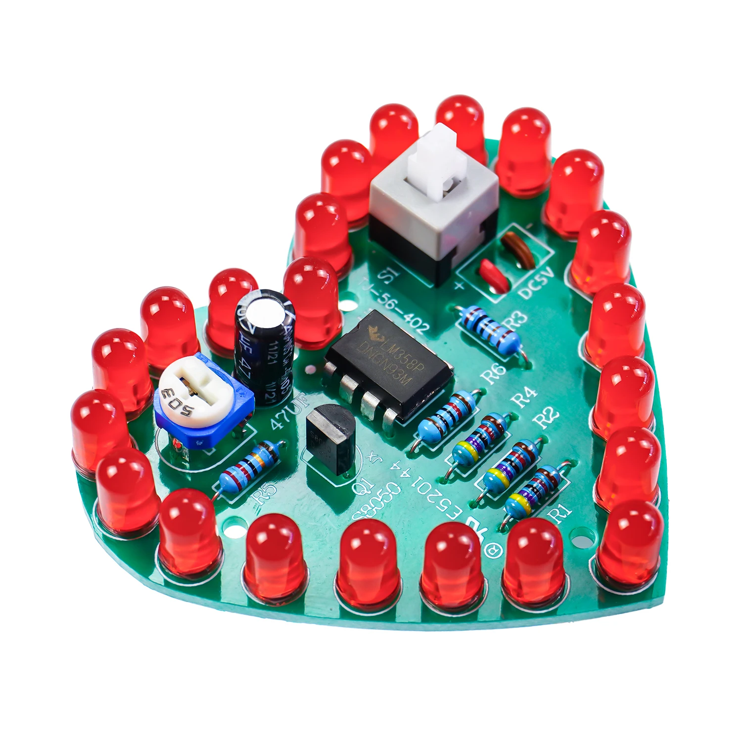 Interesting Heart-Shaped LM358 Breathing Lamp Love Electronic Production Teaching Training DIY Circuit Board Welding Exercise