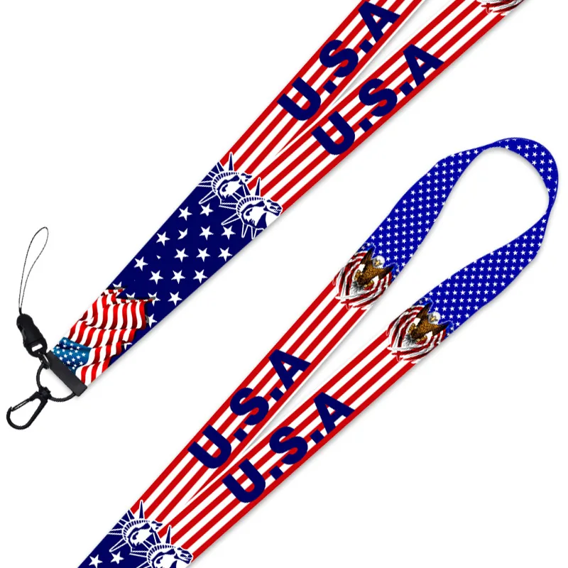 American flag mobile phone lanyard ribbon Pendant Fashion long durable multi-functional key clasp