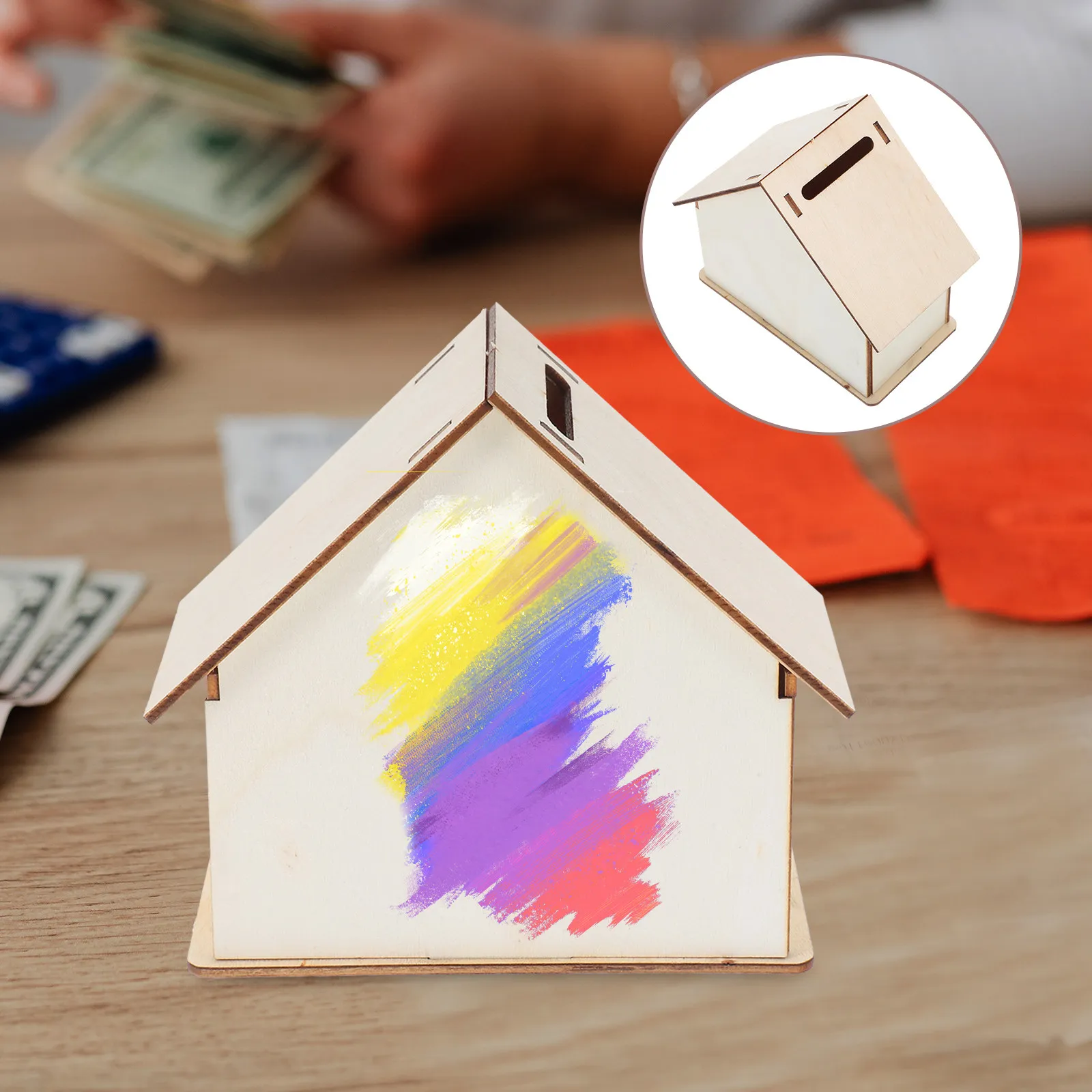 

Набор из 5 деревянных незаконченных копилок-домиков для детей, контейнеры для мелочи, копилки для сбережений