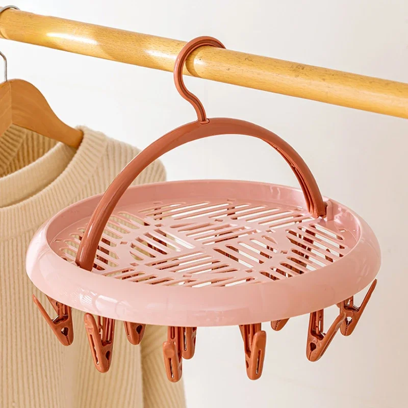 360° Rotatable Multifunction Disc-shaped Drying Rack 20Clips Balcony Multi-clip Drying Sock Home Accessories Hangers for Clothes