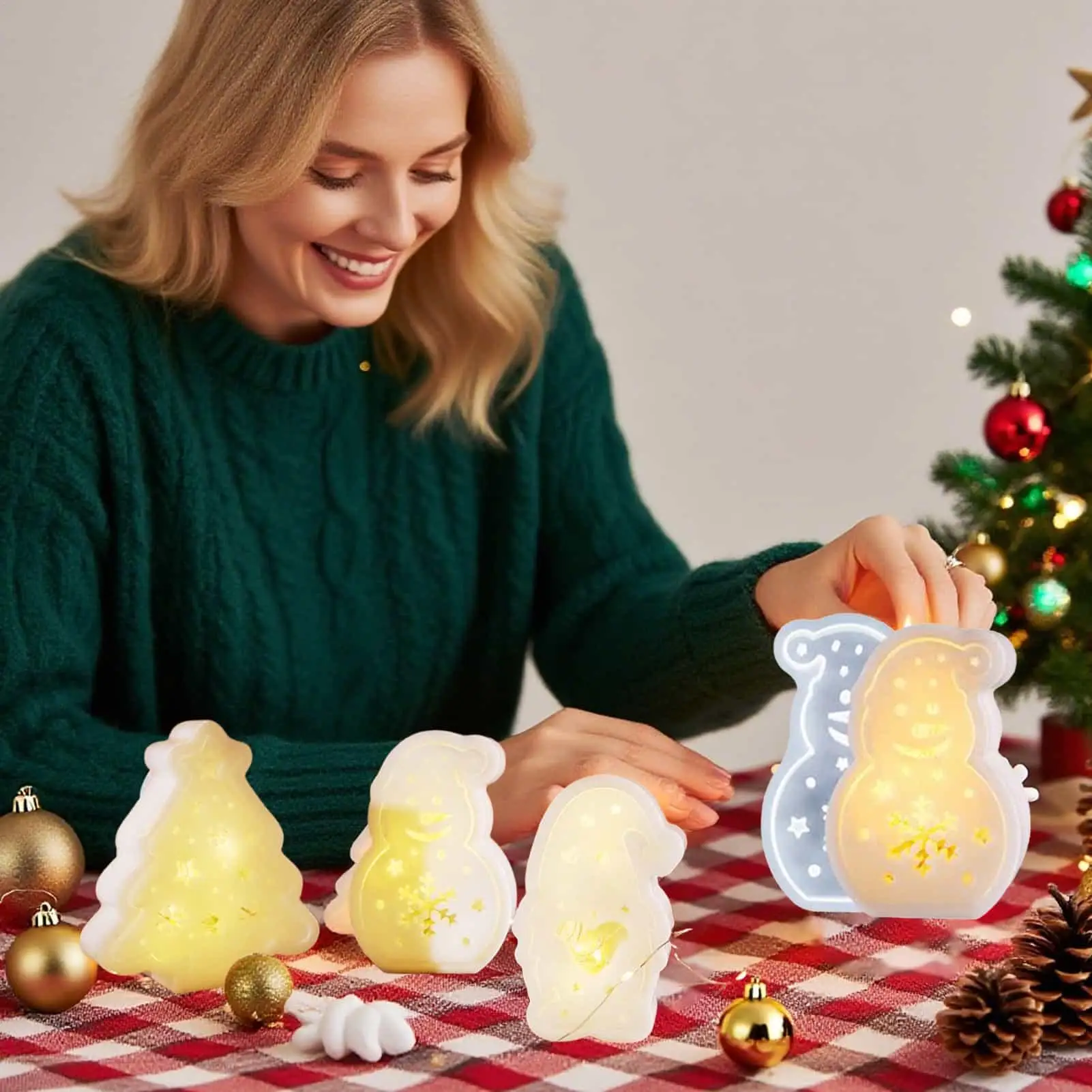 

Holiday Silicone Molds 3D Epoxy Resin Casting Molds Set Concrete Mould Art Craft For Dinner Centerpiece Wedding Table Home Party