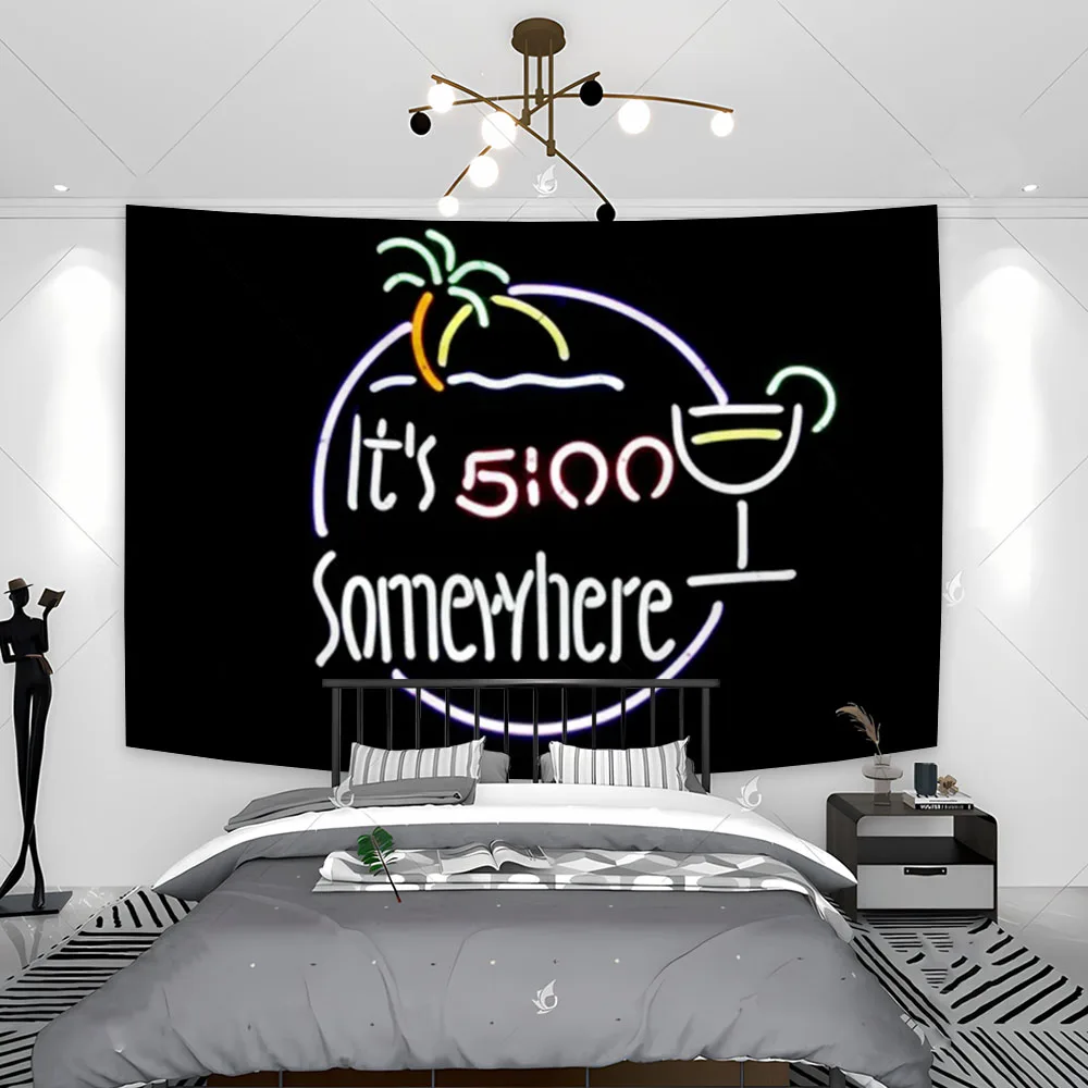 It's 5 O'clock Somewhere Meme Tapestry Novelty Party Funny Flag  for Bar Beer House college DormRoom Man Cave Tailgates and Part