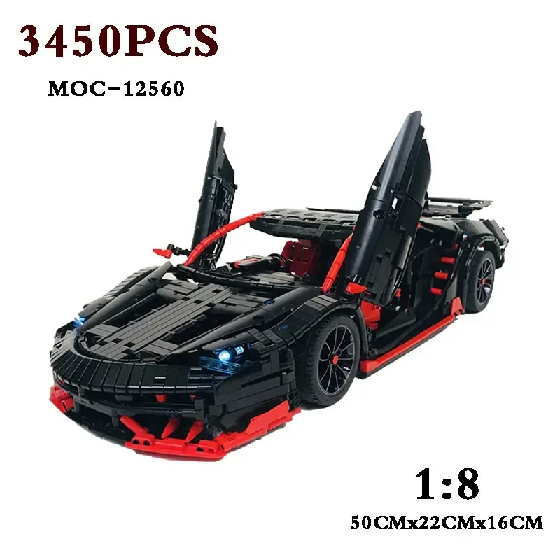 Electric RC Supercar Building Blocks para adultos, MOC-12560, carro esportivo, DIY, corrida, presente de Natal, aniversário