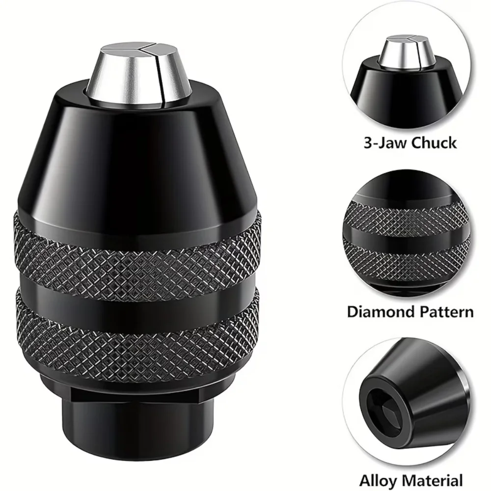 2-Piece Set of Three-Jaw Drill Chucks for Rotary Tools and Electric Grinders, Metal Construction Suitable for Multi-Purpose Tool Accessories for Wood, Metal, Plastic, and Composite Materials, Durable  image 6