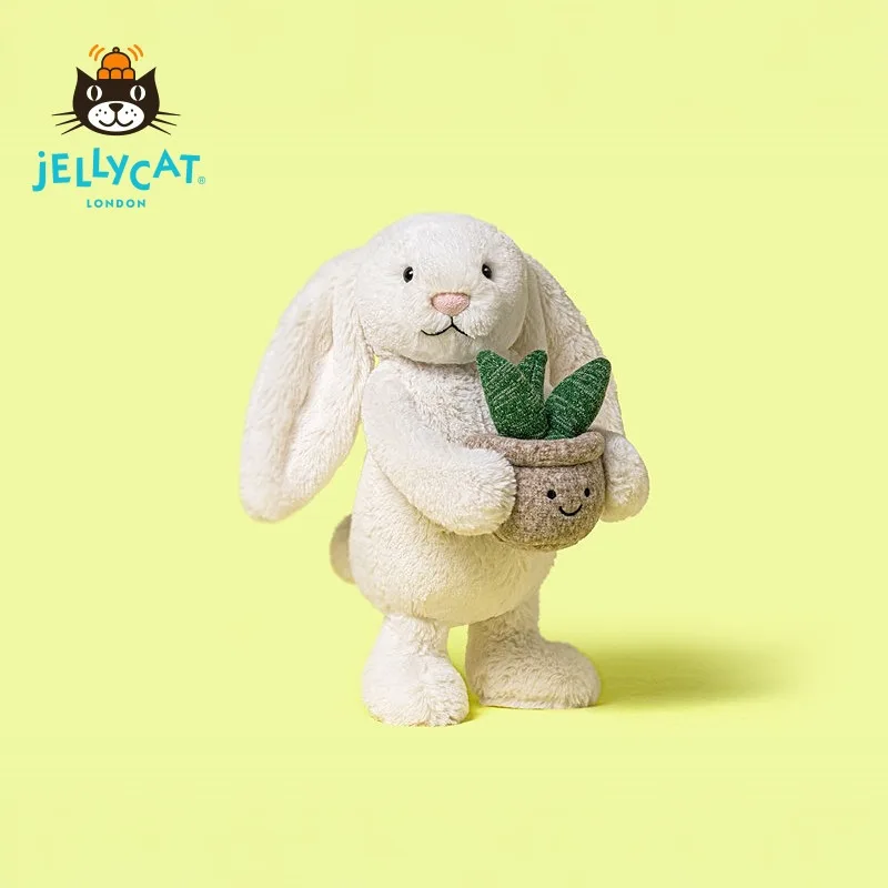 

Kawaii Jellycat Bunny with Potted Plant Plush Toy Cute Stuffed Animal Soft Plushie Birthday Gift