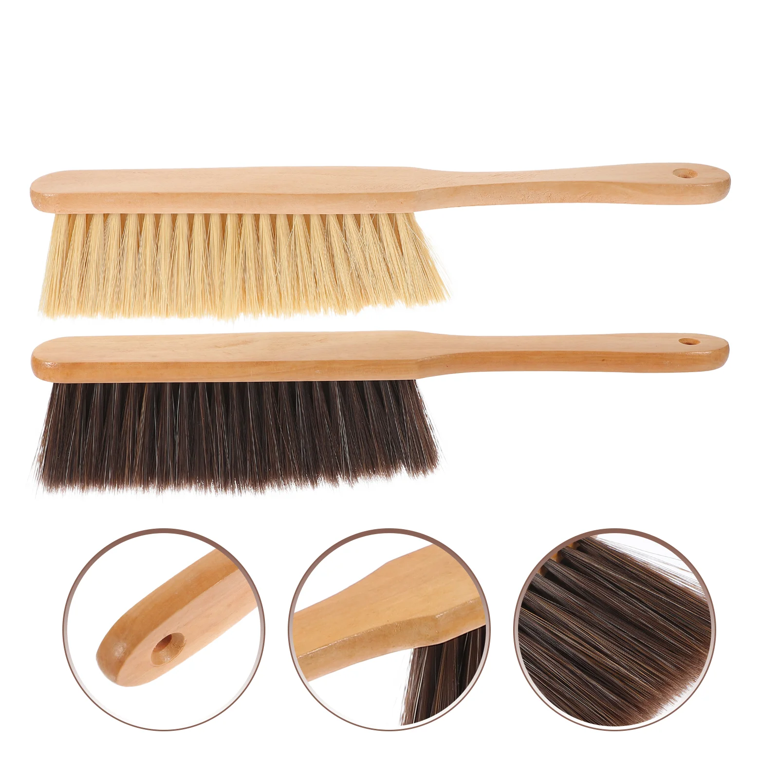 2 Pcs Dust Cleaning Brush Bench Grout Desktop Sofa Hand Broom Wood Soft for Household