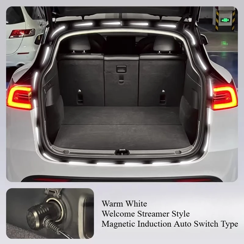 

Аксессуары для подсветки багажника Tesla Model Y, световая панель для модификации интерьера автомобиля, автомобильные аксессуары с черными технологиями