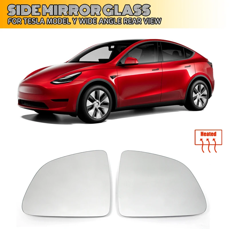 Real 1000R 1 Pair Side Rearview Mirror Glass Lens for Tesla Model Y 2019 2020 2021 Wide View Anti Glare ModelY Wing