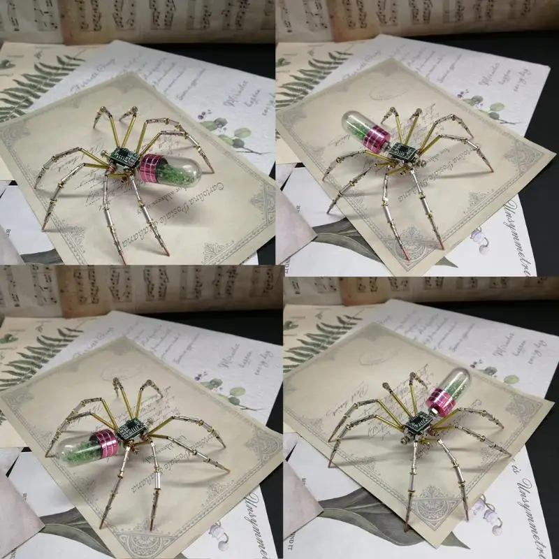 

1 Set 3D Puzzles Cyberpunk Insects Assembly Creative Handmade Metal Puzzles DIY Mechanical Spider Metal Model Kit