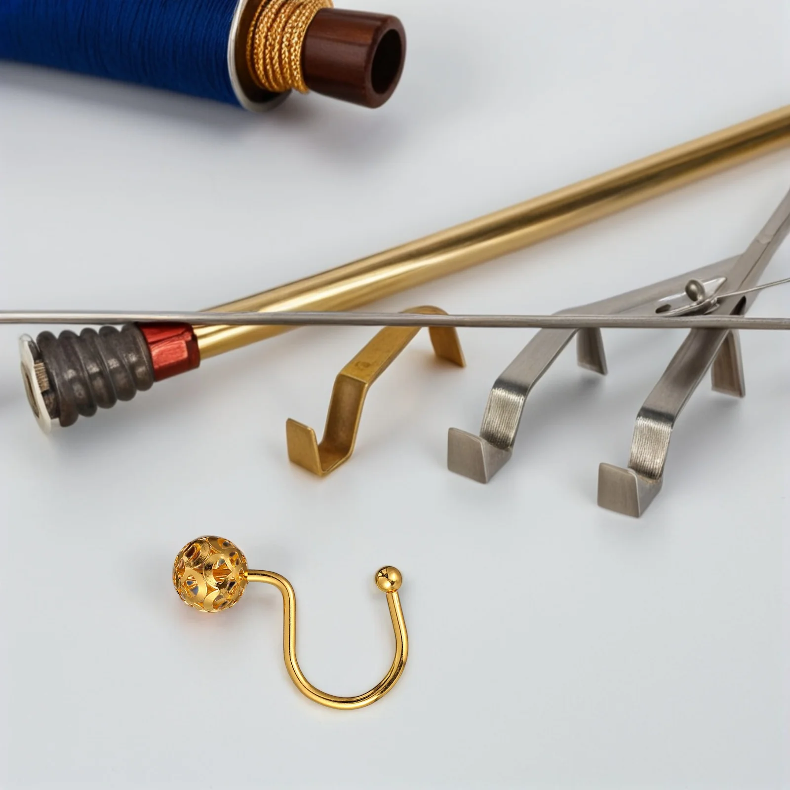 

24Pcs Golden Shower Curtain Hooks Elegant Metal Decorative Bathroom Rings Smooth Rolling Beads Farmhouse Style