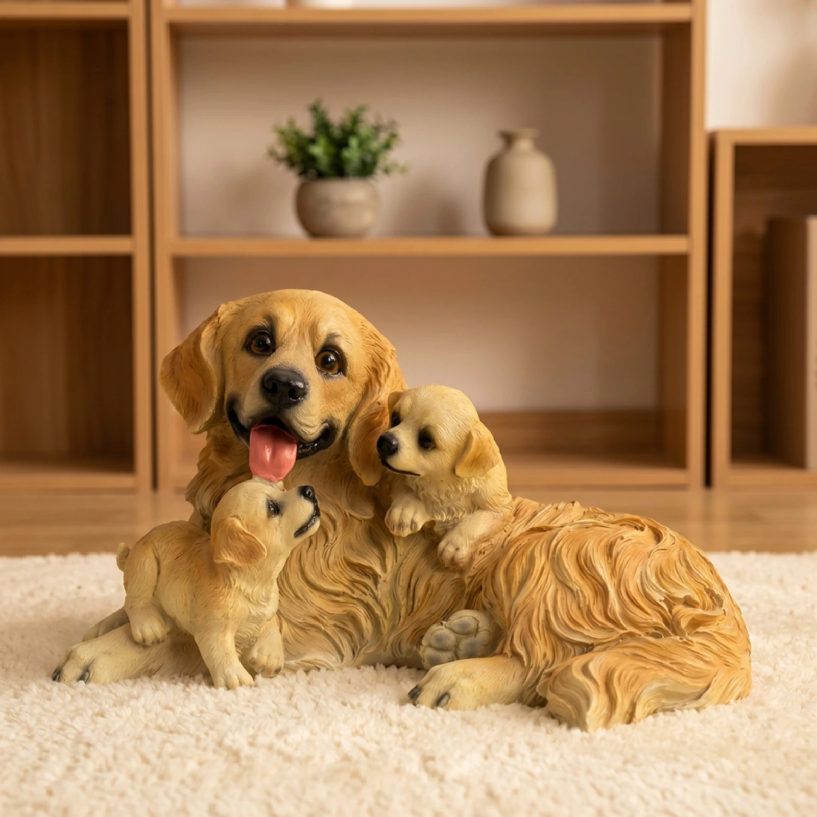 Dog Figurine Realistic Dog Figurine with Resin Decor Freestanding Lifelike for Pet Owners, Shelf, Living Room