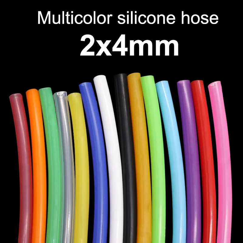 

1Meter 2x4mm Food Grade Multicolor Silicone Rubber Tube Hose Tasteless Flexible High Temperature Resistant ID 2mm OD 4mm