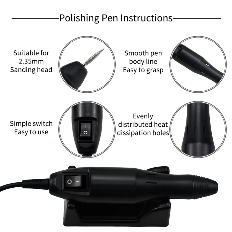 Máquina de broca de unhas 20000 rpm, lixa de unhas elétrica para géis acrílicos, kit de ferramentas de manicure e pedicure para remoção de esmalte de arte de unha