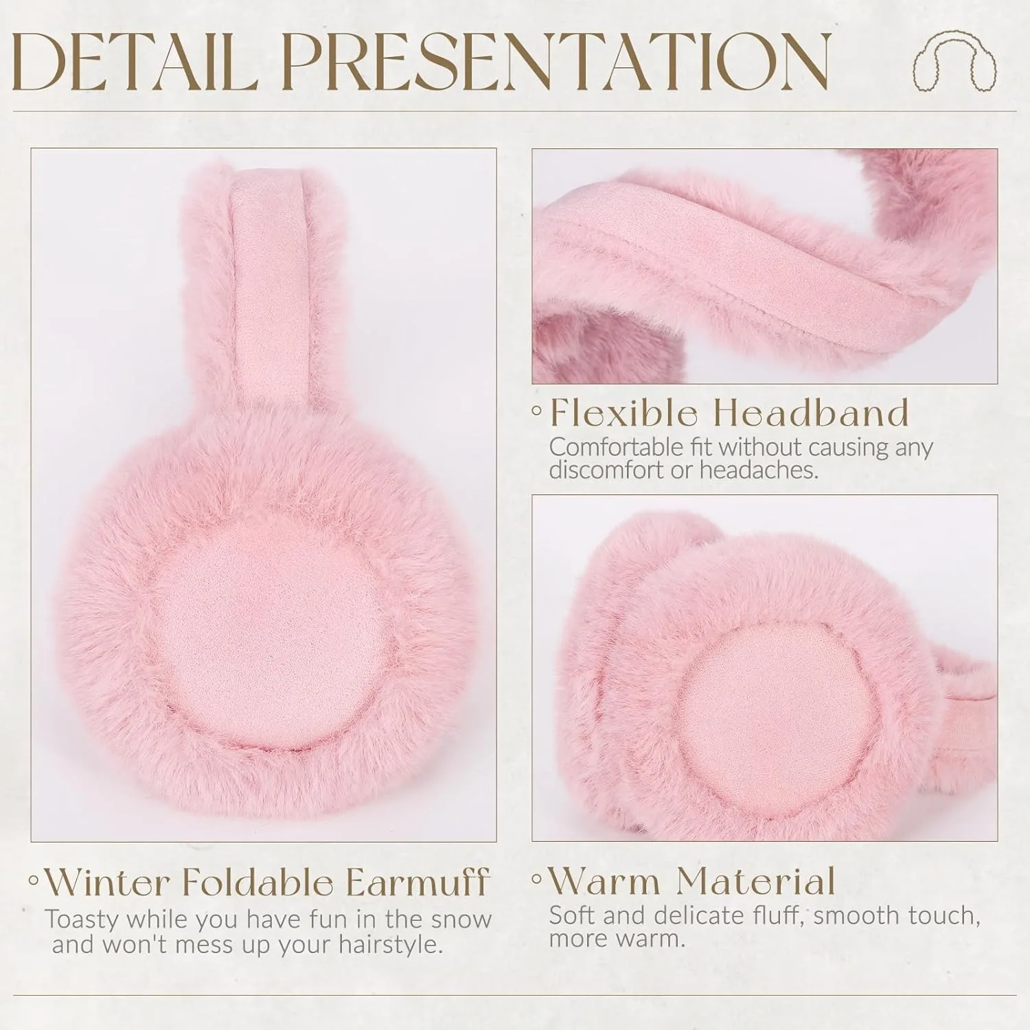 Women Suede Plush Earmuffs Wool Solid Plush Warm Outdoor Skiing Cycling Windproof Cold-Proo Winter Fluffy Ear Muffs Earflap