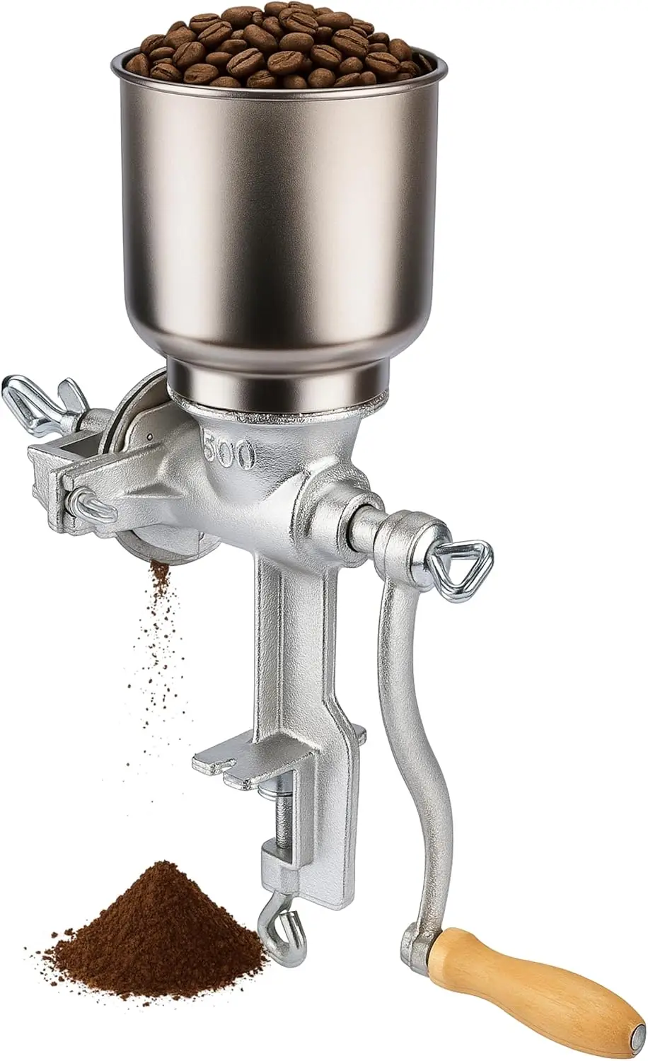 

Hand Crank Corn Mill Grinder with Adjustable Hopper for Grains, Coffee, Herbs, Spices - Durable Kitchen Tool