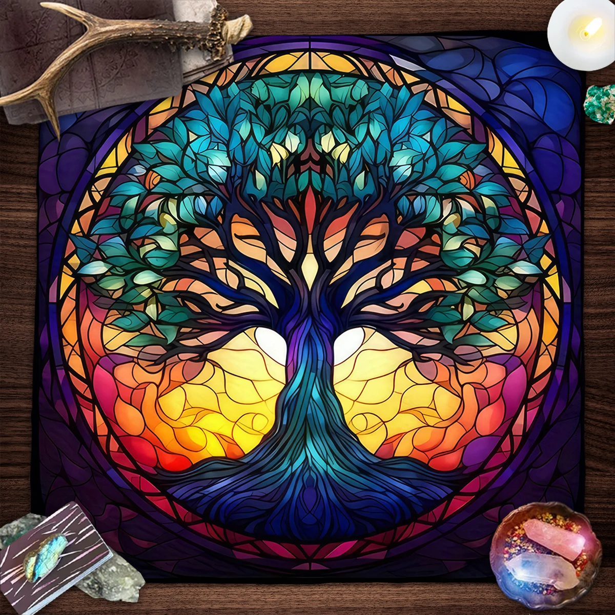 Tree of Life Tarot Card Mat Altar Cloth Tarot Tablecloth Witchcraft & Astrology For Divination and Oracle Readings Home Decor