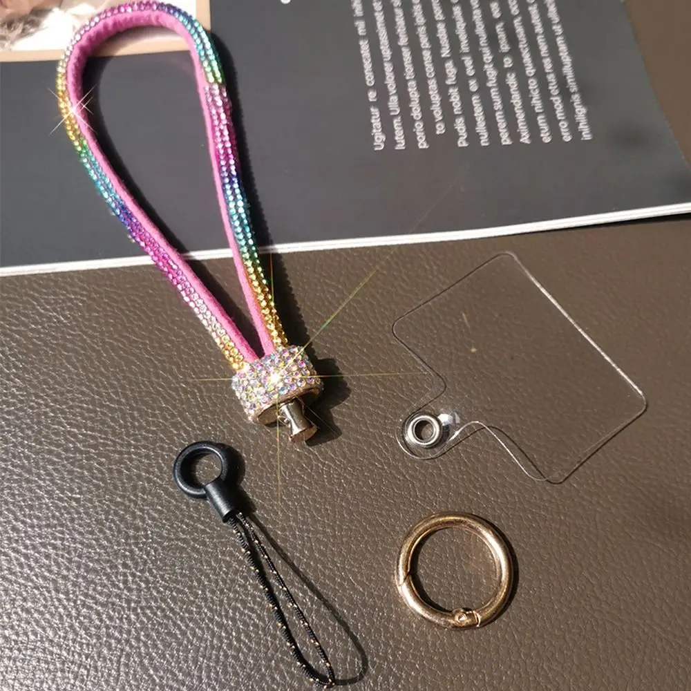 Glitter Keychain Rhinestone Phone Lanyard Bright Bling Bling Wrist Straps Diamond Crystal Anti-lost Rope Phone Accessories