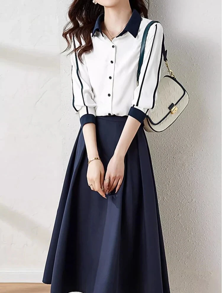 

new spring summer Fashion casual plus size stretch waist brand female women girls coat skirt sets suits clothing