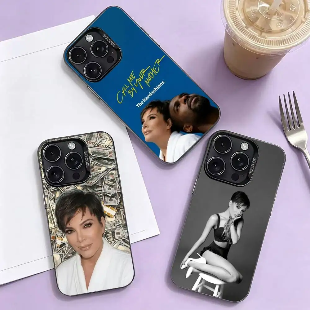 K-Kris Jenner Funny Meme Phone Case For iPhone 17,16,15,14,13,12,11 Plus,Pro Max,XS,Colorful Silver Black Cover
