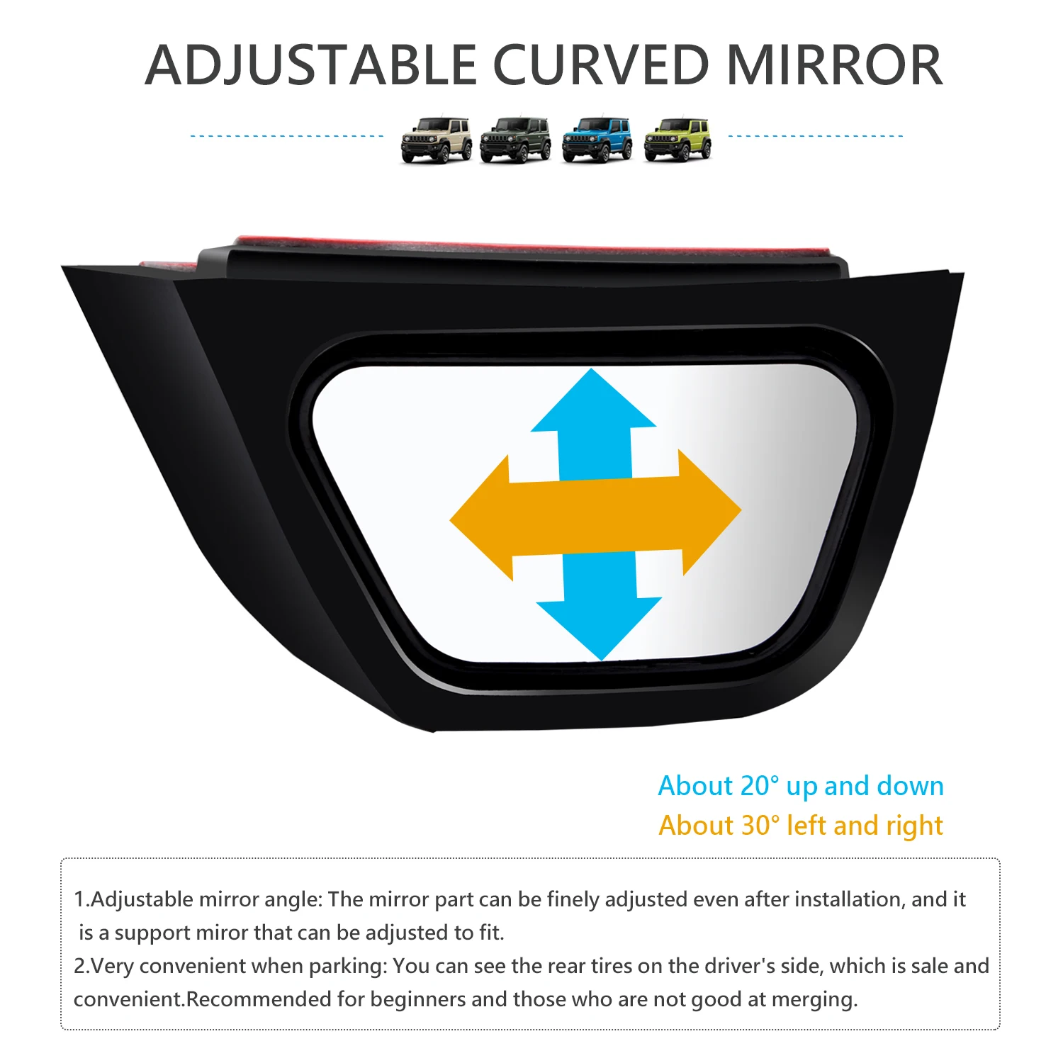 Auto-Weitwinkel-Rückspiegel zur Unterstützung der Sicht im toten Winkel, HD-Klar, Weihnachts-Autozubehör für Jimny JB64 JB74 2019-2025 2026 – Detail 6